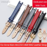 ปิดสายนาฬิกาสายหนังแท้สำหรับสายนาฬิกา Anne Klein หน้าปัดสายนาฬิกาข้อมือ AK AK1950 AK9442 AK9168 AK9918หน้าปัดขนาดเล็กสร้อยข้อมือย้อนยุค12มม.