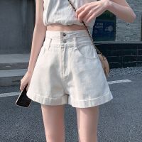 COD SDFSDRGBWWW White Denim Shorts Super High Waist Fitted Wide Leg Pants A-Line Loose Plus Size Shorts