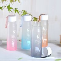 560Ml Water Bottle Gradient Frosted Plastic Sports Cup Transparent Outdoor Coffee Cup Leakproof Travel Drinking Jug Drinkware