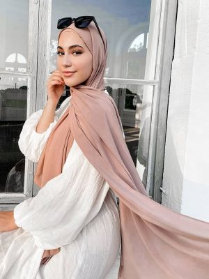 【YF】 Premium Chiffon Crinkle Hijab Scarf Long Shawl For Women Muslim Hijabs Hoofddoek WomenS Turban Fashion Pleated Ramadan