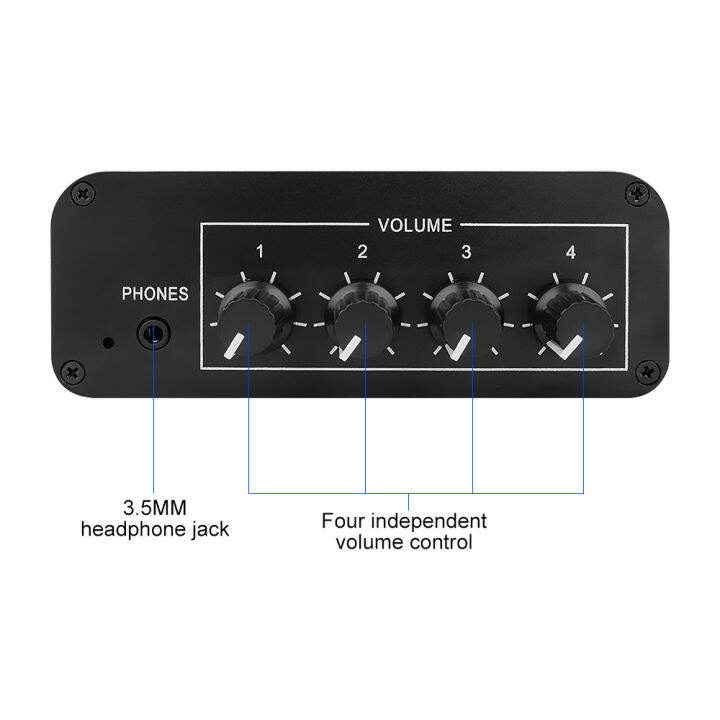 AIYIMA 4 Way RCA Audio Input Stereo Mixed Output Audio Mixer Headphone
