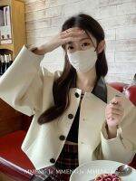 แจ็คเก็ตหนัง Pu สั้นทรงหลวมสีตัดกันของลำลองขาสั้น HUACHACHA