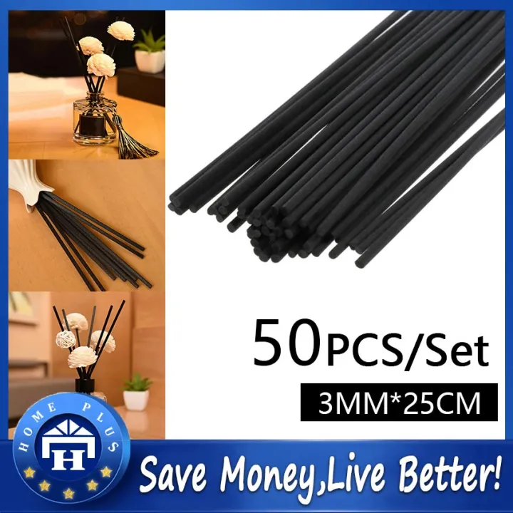 50Pcs Black Rattan Reed Diffuser Sticks Replacement Fiber Essential Oil