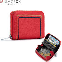 Fashion RFID Women Card Holder Genuine Leather Zipper Card Case Coin Pocket Large Capacity Embroidered Lady Women Wallets Purse