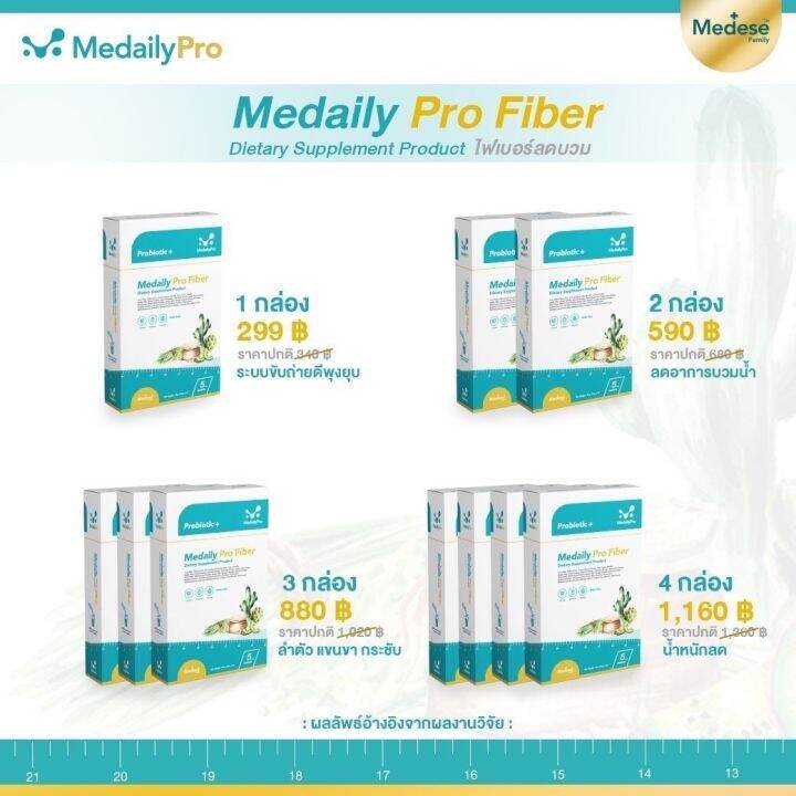 ลอตใหม่ล่าสุด-medaily-pro-fiber-ไฟเบอร์ลดบวมสูตรคุณหมอใบเตย-มีโพรไบโอติก-ถึง-15000-ล้านตัว-1-กล่อง-5-ซอง