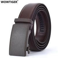 ✿✌☌ WOWTIGER Brown 35mm Cowhide Leather Belt For Men High Quality Male Brand Ratchet Automatic Luxury belts Cinturones Hombre