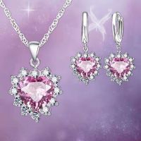 Exquisite Heart-shaped Necklace Earrings Jewelry Set for Women Charm Ladies Jewelry Fashion Bridal Accessory Set Romantic Gifts