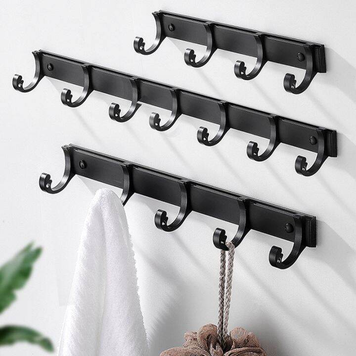 Aluminum Hooks Storage Simple Black Bathroom Towel Hook Hanger Coat