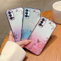 เคสสำหรับ OPPO Reno4 4G / Reno4 F เคสป้องกันซิลิโคนเคสมือถือแวววาวประดับเพชรแวววาวด้านหลังผู้หญิง