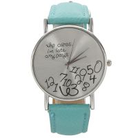 Arab numerals Leatherlet watches Quartz Analogue, Rosa, Unisex Watches, mint green