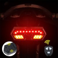 ✒ WEST BIKING 5m Remote Bike Taillight LED Turn Signal Bicycle Light Waterproof USB Recharge Cycling Rear Lamp with Alarm Sound