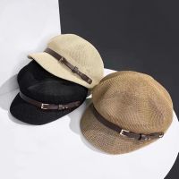 [hot]Fashion Octagonal Cap Straw Women Summer Thin Newsboy Cap Painter Adjustable Rope Knitted Beret Mesh Breathable Beach Straw Hat