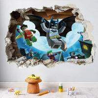 Lego Batman Super Heros Broken Wall สำหรับตกแต่งห้องเด็กเนอสเซอรี่ภาพจิตรกรรมฝาผนัง3D ภาพยนตร์ Art PVC การ์ตูน Avengers Home Decal