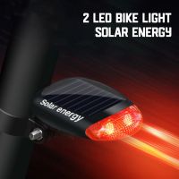 2 LED สีแดงจักรยานพลังงานแสงอาทิตย์แสง3โหมด Seatpost โคมไฟแบบชาร์จจักรยานหางไฟท้ายอุปกรณ์จักรยาน