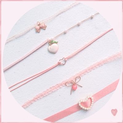 【CC】 2020 Kpop Pink Pendant Choker Short Clavicle Necklaces Fashion Collar Jewelry