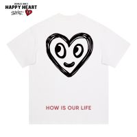 2023 NEWCharles Peach Heart แขนสั้นเสื้อยืดผู้ชายฤดูร้อนผ้าฝ้ายหลวมใหม่ Genderless คู่รักครึ่งแขน