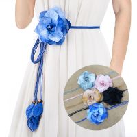 Casual Wild Chiffon Big Flower Ladies Thin Belt Sweet Tassel Braid Decoration Elegant Handmade Flower Fine Womens Dress Belt