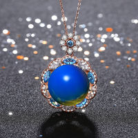 Blue Amber Pendant Charm Jewelry Necklace Amulet 925 Silver Women Zircon Gifts Natural Crystal Chinese Gemstone Fashion