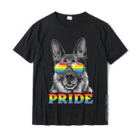 German Shepherd Gay Pride LGBT Rainbow Flag Sunglasses LGBTQ T-Shirt Gift Top T-Shirts For Men Cotton T Shirt Casual Slim Fit