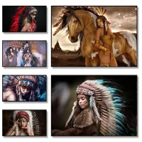 Indian Aboriginal Woman Ethnic Style Canvas Painting Posters and Prints Modern Wall Art Pictures for Living Room Home Decoration