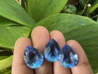 ROYAL Blue Topaz  21 กะรัต ( CARATS)12x16 มิลลิเมตร MM..( 3 เม็ด)สี บลูโทพาส พลอย 100% LAB พลอย  สะอาดตา (3pcs)