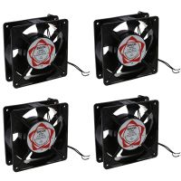 4X AC 220-240V 0.14A 120mmX120mm Metal Computer CPU Fan Black