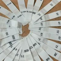 100PCS White polyester cloth size label 2Y 3Y 4Y 5Y 6Y 7Y 0-3m 3-6m 6-9m 9-12m 12-18m 18-24m Stickers Labels