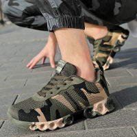 Spot parcel post2023 Cross-Border Spring and Summer New Flying Camouflage Sports Shoes Breathable Mesh Cutout Student Military Training Mens Shoes