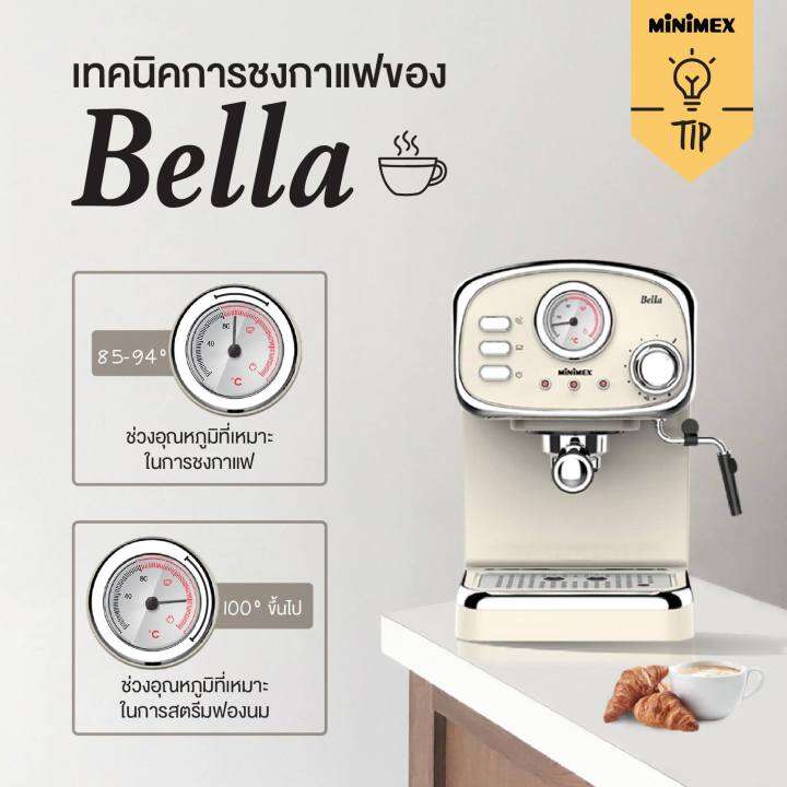 minimex-เครื่องชงกาแฟ-bella-รุ่น-mbl1-lg-สีไลม์-ดีไซน์-modern-retro-มาพร้อมก้านเป่าฟองนม-coffee-machine-รับประกัน-1-ปี