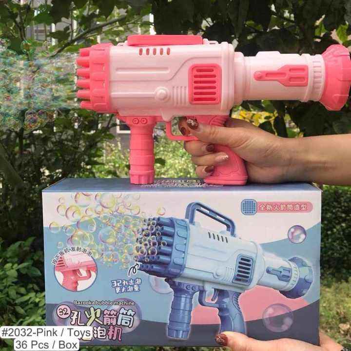 32HOLES BAZOOKA WATER BUBBLE GUN BATTERY OPERATED AA WITH LIQUID