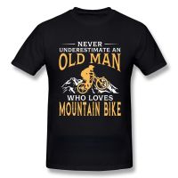 Tshirt for Male Never Underestimate An Old Man with A Mounn Bike TShirt Boy Pure Short Sleeve MTB Tee XS-6XL