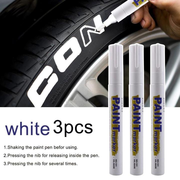 JH】3pcs White Paint Pen Paint Markers Waterproof Car Tyre Oil-Based Paint  Pen Set Quick Dry And Permanent