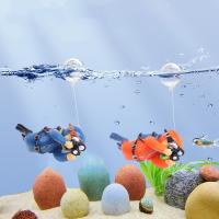 ตกแต่งตู้ปลาสีเขียวส่องสว่าง Mini Floating Diver Aquarium เครื่องประดับลูกบอลลอยขนาดเล็ก Aquarium Accessories