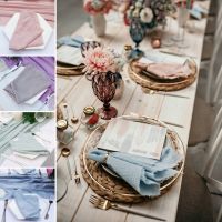 1 Pcs 42x42cm Gauze Cotton Napkins Reusable Pink Tea Towel Retro Burrs Napkins For Wedding Party Table Decoration 2022 New