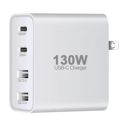 130W USB Type C Multi-Port Charger with Short-Circuit Protection Fit for Laptop Phone Charger