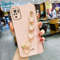 YIMia เคสโทรศัพท์แฟชั่นยอดนิยมสำหรับ Xiaomi Redmi Note 10S Note 10 Pro Note 10 Pro Note 10 Pro Max Note 11S Note 11 Pro Note 11 12 Note 12 Pro ฝาครอบโทรศัพท์ซิลิโคนนิ่มชุบแฟชั่น + ความรักสร้อยข้อมือ