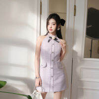 Factory Outlet Purple Little Incense Wind And Thick Flower Woolen Skirt Female 2023 Summer Small Sweet Milk Line Fried