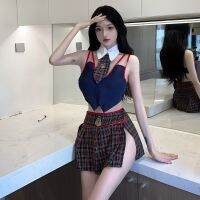 【Hot Sale】 Xuemengni sexy lingerie college style student split uniform temptation costume role-playing suit