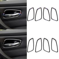 fgjfykjd 4x Carbon Fiber Car Interior Door Handle Frame Sticker Trim Car Styling Accessories For BMW E90 E92 3 Series 320i 325i 2005-2012