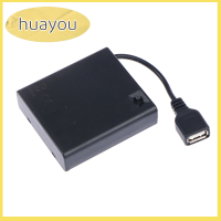 Huayou กล่องแบตเตอรี่ USB AA 4ชิ้นสำหรับไฟแถบไฟ LED 5V USB แหล่งจ่ายไฟขนาดเล็ก