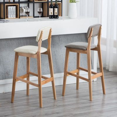 Solid wood bar stools Nordic retro bar stools coffee shop leisure creative bar stools American home high stools