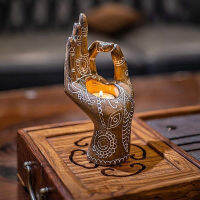 พระพุทธรูปเชิงเทียน Mudra Hand Decor รูปปั้นบ้านสะสม Figurines R ขนาดเล็ก Tealight ไฟสำหรับการทำสมาธิ Relaxing