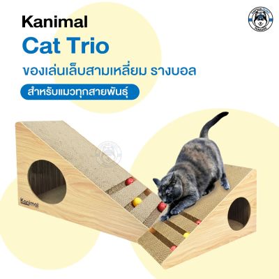 Kanimal ของแล่นแมว ที่ลับเล็บแมว ของเล่นแมว ที่ลับเล็บแมว รุ่นสามเหลี่ยมรางบอล ขอบไม้หนา