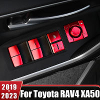 กระจกหน้าต่างปุ่มยกสติกเกอร์ล็อคประตูปลดล็อคปกจดจ้องสำหรับโตโยต้า RAV4 XA50 2019-2021 2022 2023ไฮบริดอุปกรณ์เสริมในรถยนต์