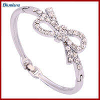 Bluelans®แฟชั่น Hollow Bowknot Rhinestone กำไลฝังหิน Silver กำไลข้อมือ