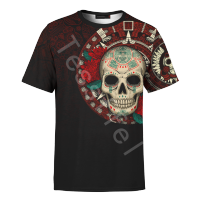 Aztec Mayan Skulls Flowers 3D Printed 2022 New Fashion Summer Harajuku T-shirt Unisex Top O-Neck Short Sleeve A18