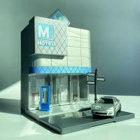 Maisto new Hotel city street view assembly hands-on DIY simulation alloy car model car model collection toy car gift Burger shop