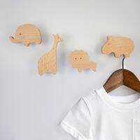 ❒ Natural Beech Wood Wall Mounted Clothes Hooks Cute Animal Hangers for Children Room Home Decor Coat Hook Key Holder Towel Racks