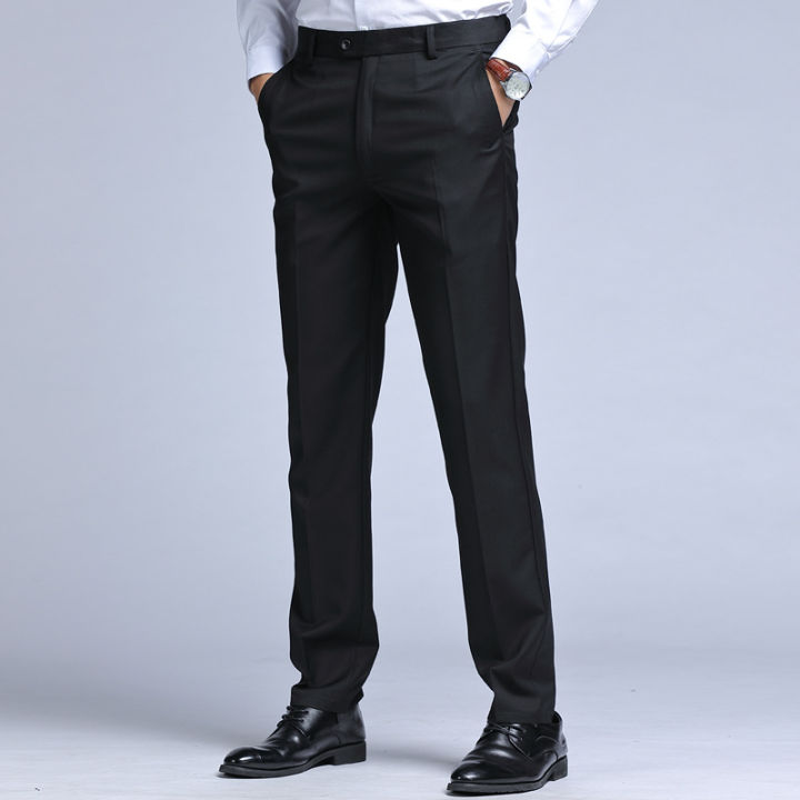 Plus Size Men's Dress Pants, Suit Pants Men Black Silk