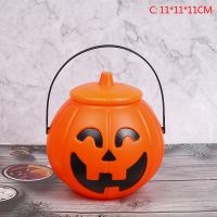 Rong Rong shop Halloween christams PARTY props พลาสติกฟักทองถังลูกอมกล่องตกแต่งฮาโลวีน